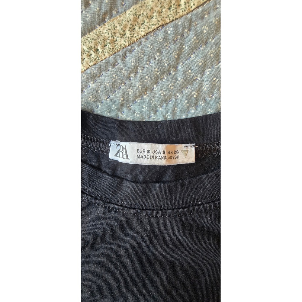 Zara‎ Basic Short Sleeve Crew Neck T-Shirt Black 100% Cotton Mens Small